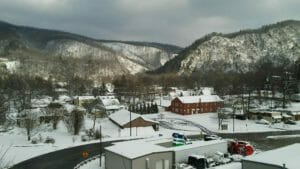 A snowy winter near Asheville in Hot Springs NC