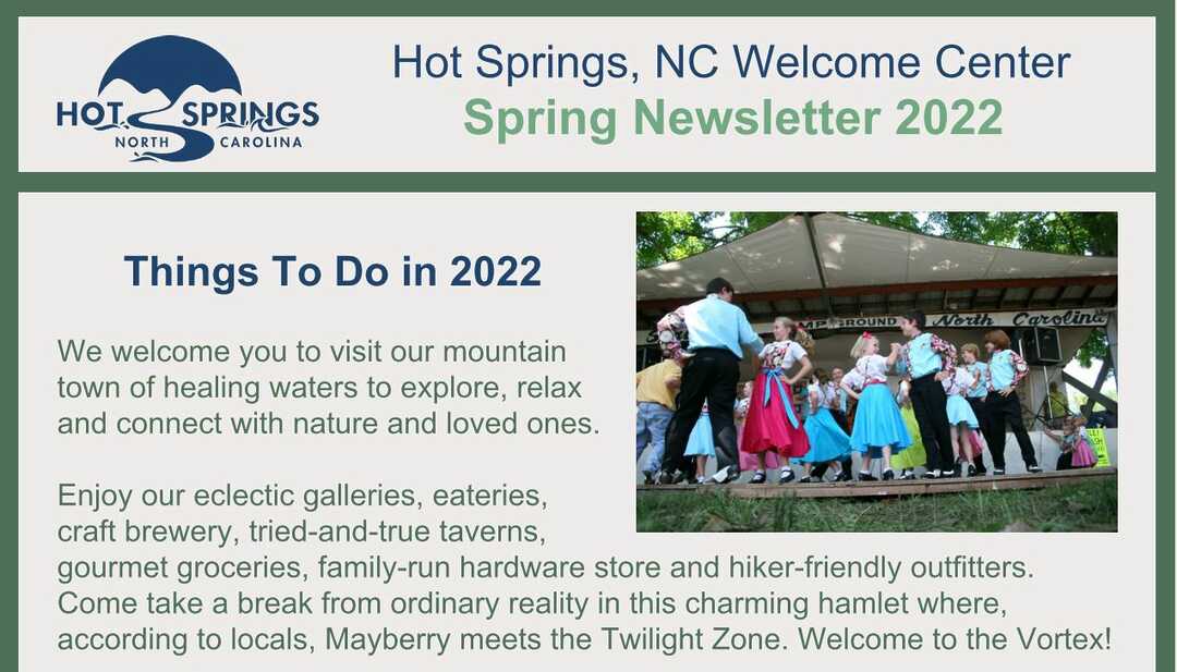 Hot Springs NC Spring 2022 Newsletter Hot Springs NC Travel & Visitor