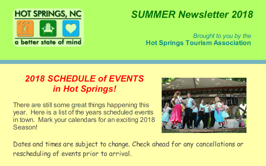 Hot Springs NC Summer 2018 Newsletter