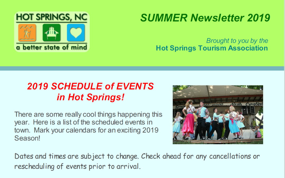 Hot Springs NC Summer 2019 Newsletter