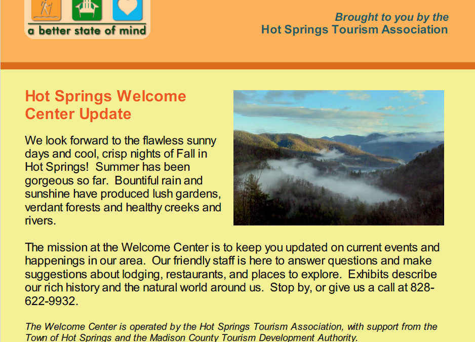 Hot Springs Welcome Center – Fall 2017 Newsletter