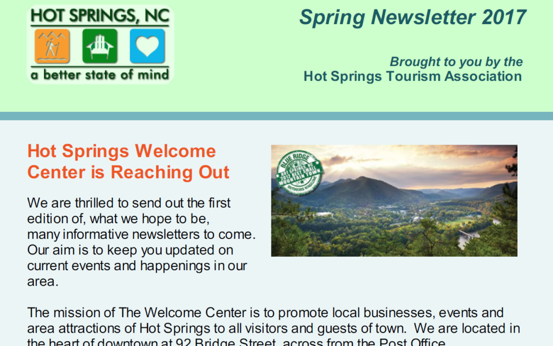 Hot Springs Welcome Center – Spring 2017 Newsletter