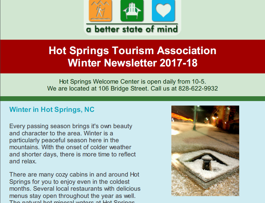 Hot Springs Welcome Center – Winter 2017 Newsletter