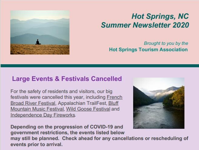 Hot Springs NC Summer 2020 Newsletter