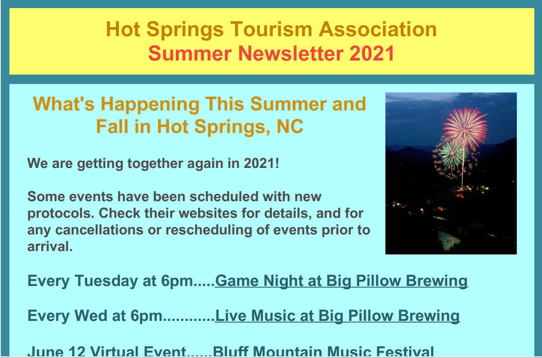 Hot Springs NC Summer 2021 Newsletter Hot Springs NC Travel & Visitor