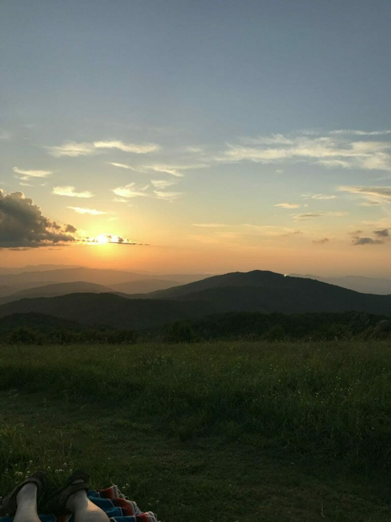 Max Patch Sunset in the Blue Ridge Mountains near Asheville in Hot