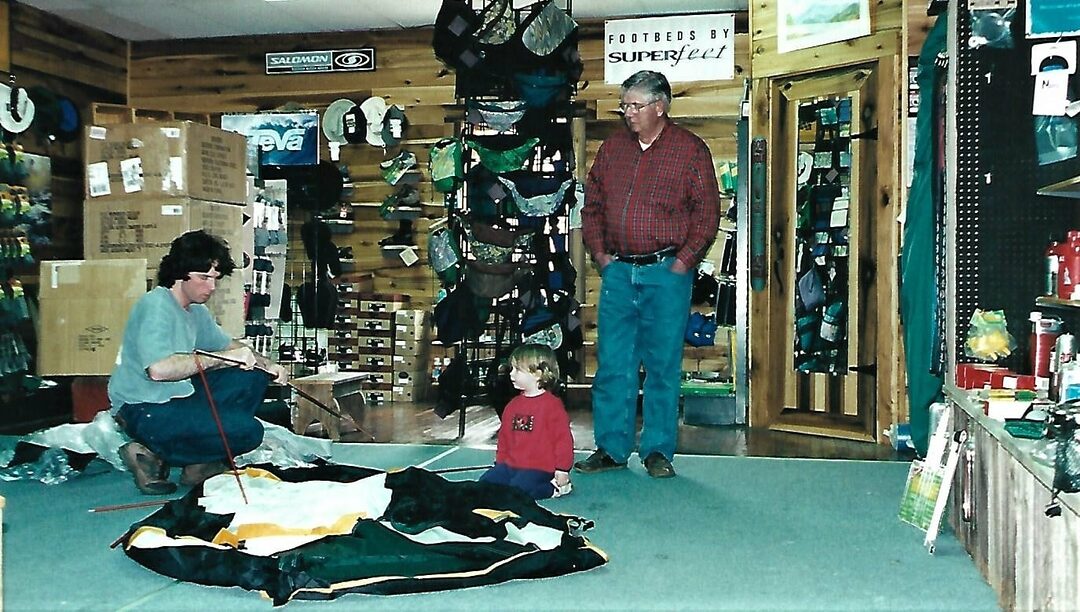 Putting up a Tent in 1999 with Wayne's Dad and Daughter Kiana Hot