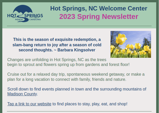 Hot Springs NC Spring 2023 Newsletter